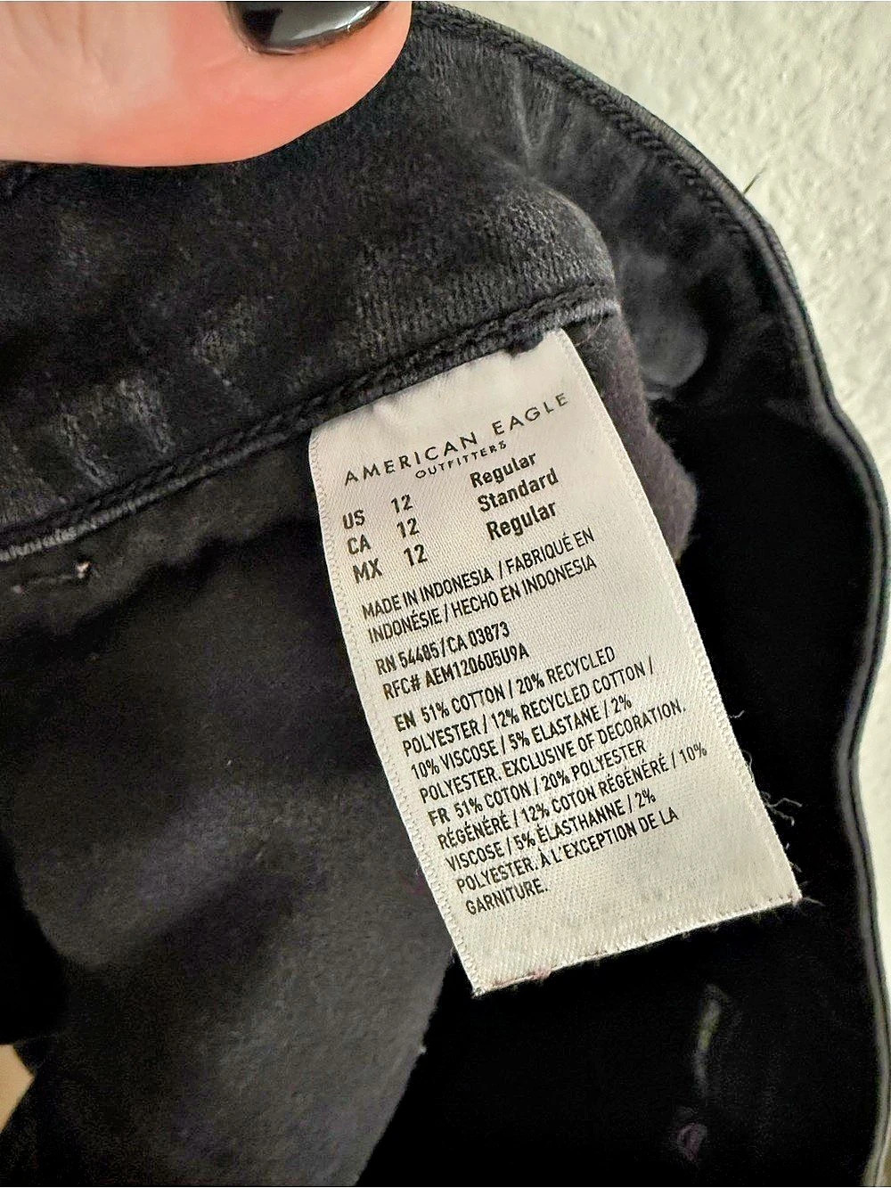 American Eagle Dream Stretch Skinny Jeans Black Women’s 12 - Picture 4 of 4